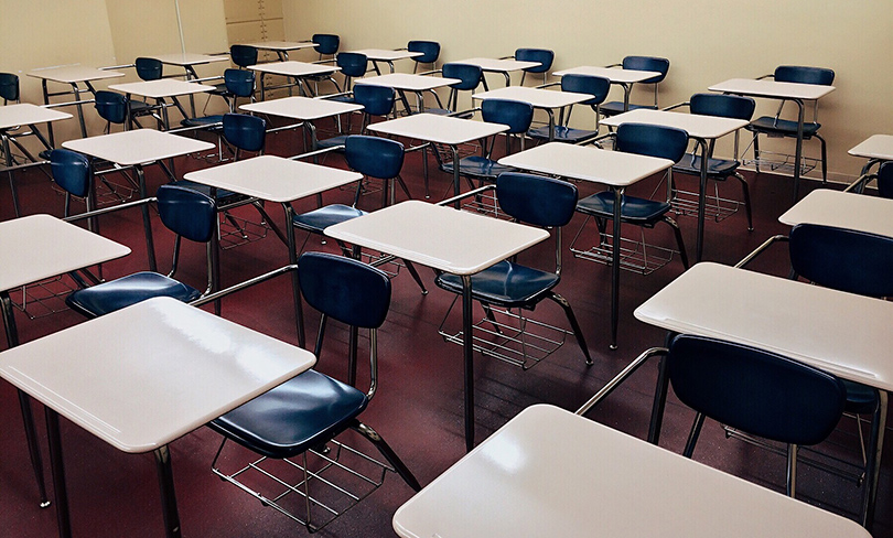 classroom of desks