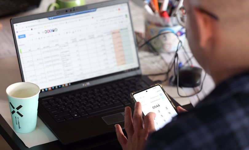 Person at computer helping raise money