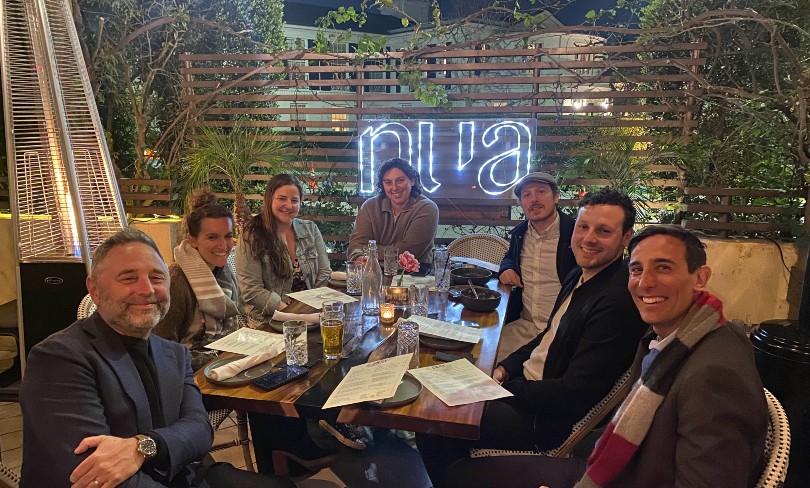 Froman Fellows at dinner with Daniel Sokatch and Ephraim Pelcovits