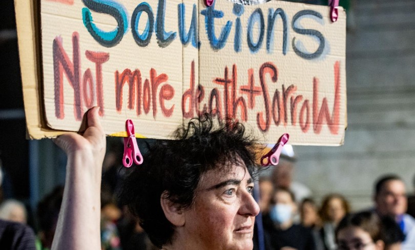 An Israeli protesting civilian deaths in Gaza