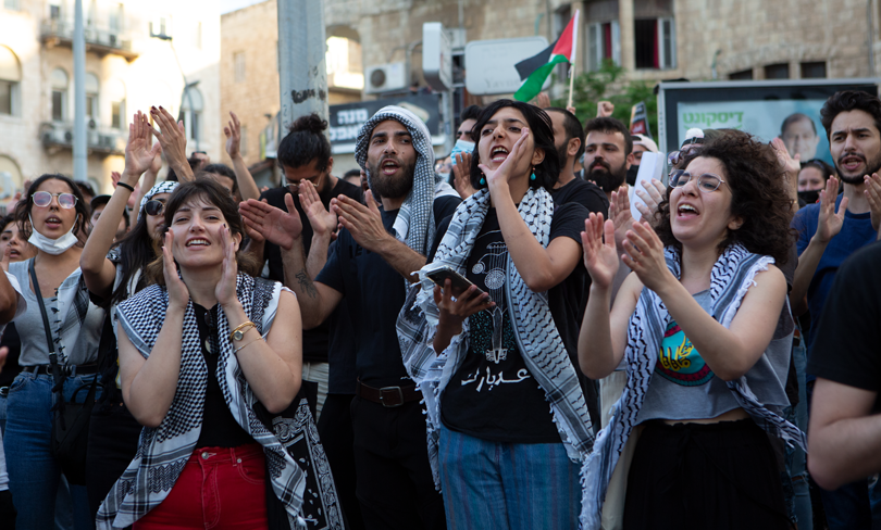 Anti-war protestors in Haifa in July 2025