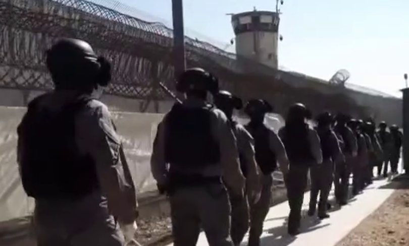 Soldiers outside the Sde Teiman prison