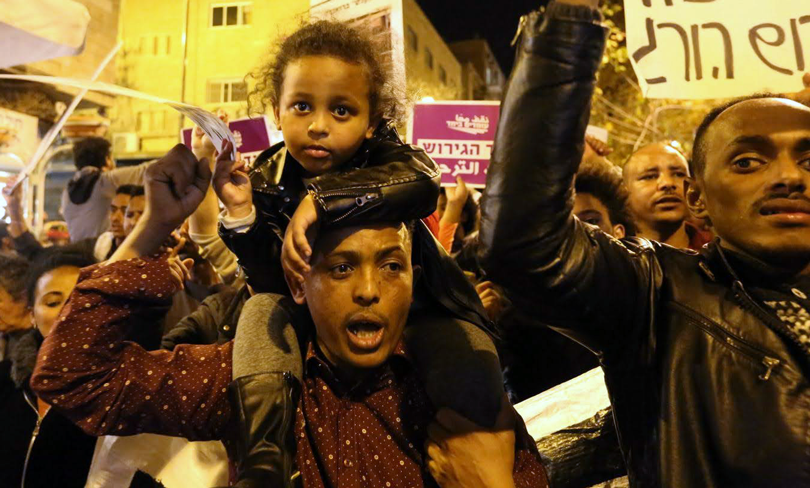 Asylum seekers at a Protest in Tel Aviv