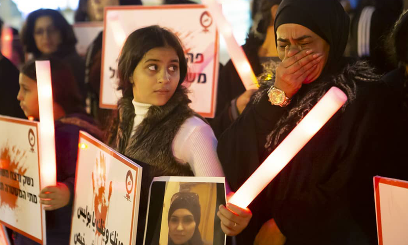 Demonstrators at a protest against violence in Arab-Israeli communities